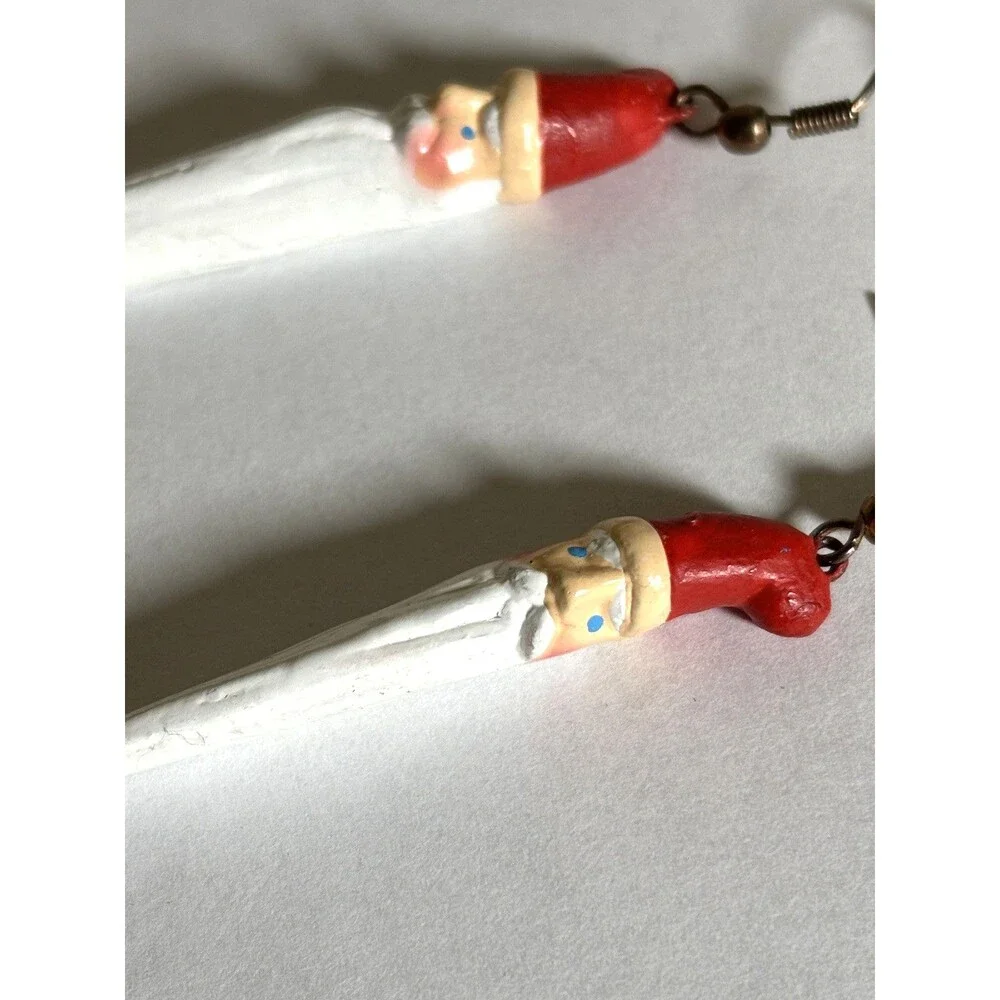 Santa Claus Pencil Shaped Earrings Resin 3